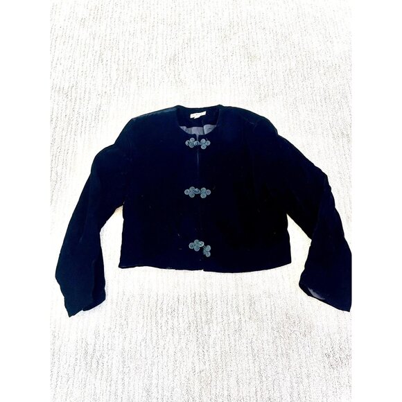Talbots Black Velvet Cropped Jacket Classic Evening Bolero sz 14 - Picture 1 of 10